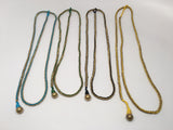 Thin Brass Necklace with Colored Lace