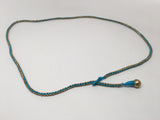 Thin Brass Necklace with Colored Lace